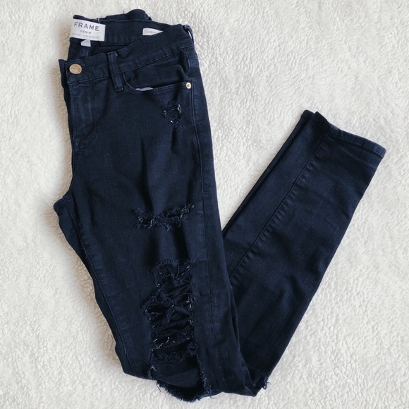 Frame Denim Denim - Distressed Frame black denim jeans